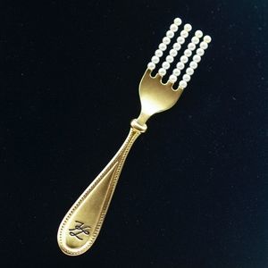 Karl Lagerfeld Faux Pearl Fork Brooch